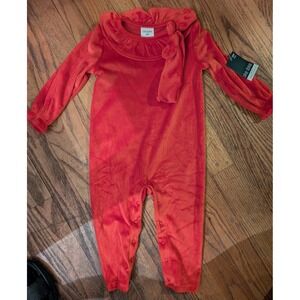 Okie Dokie Tokyo Red Size 12M Coverall Girls Baby + Stretch Headband NWT  NEW